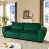 Corduroy Upholstered 3 Seat Sofa Couch 2-in-1 Convertible Green