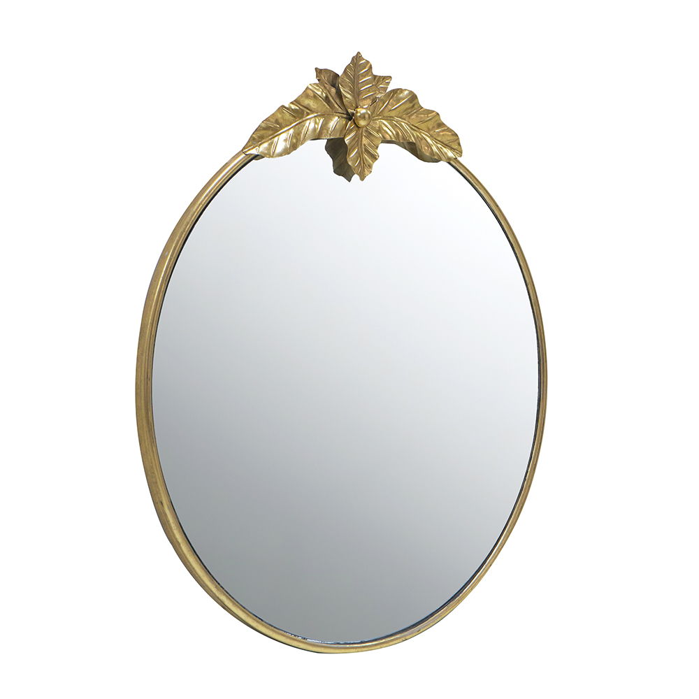Large Round Wall Mirror With Metal Frame Circle Accent - Gold