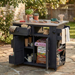 TOPMAX Outdoor Solid Wood Extendable Kitchen Island