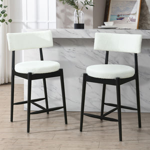 Mid Century Modern Counter Stools, Fabric Upholstered Chairs