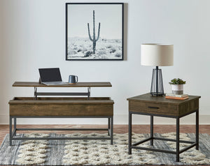 Byers 2-piece Lift Top Coffee and End Table Set Brown Oak
