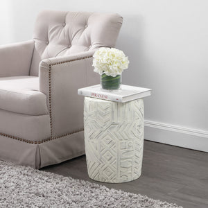 Rafi MidCentury Modern Geometric Drum Garden Stool