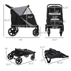 PawHut Foldable Doggy Stroller for Medium Large Dogs and Cats