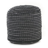 River Handcrafted Cylindrical Pouf in Water Resistant Fabric