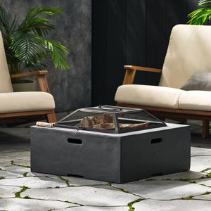 Outdoor 29' Square MgO Wood-Burning Fire Pit - Dark Gray