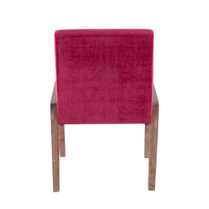 Carmen Contemporary Chair Set of 2 in White Washed Wood and Pink Velvet