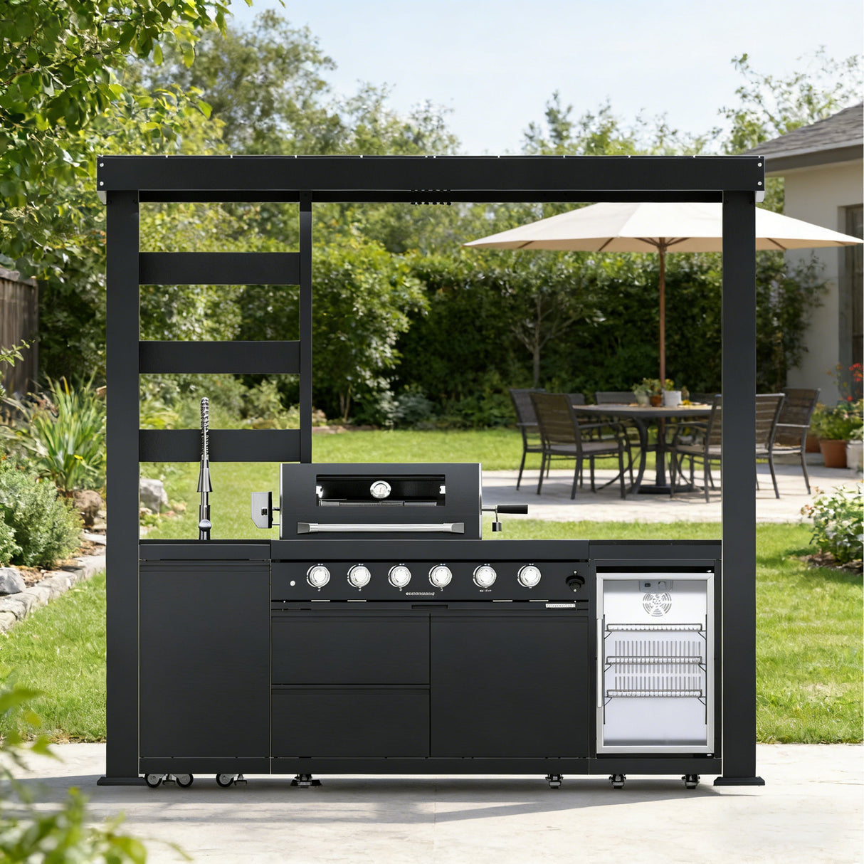 97-Inch 4-Burner Deluxe Stainless Steel Gas Outdoor Kitchen Grill
