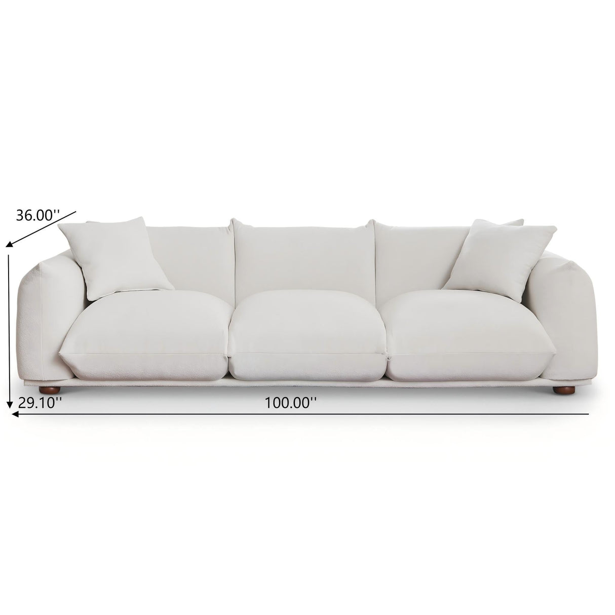 Kely Modern 100'' Cream Boucle Upholstered Sofa