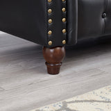 85.8' Living Room Chesterfield Sofa Classic Tufted Design Faux Leather PU Upholstered Sofa with Storage (Black)