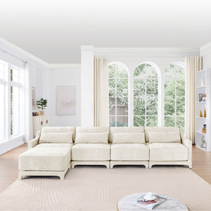 Stylish Sofa With Ottoman And Lumbar Pillows, Ergonomic Design