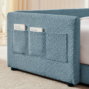 Cute Rabbit Ear Upholstered Platform Bed Frame With Safety Rail