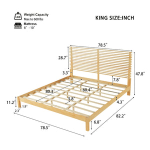 Premium Solid Wood King Size Bed Frame with Headboard