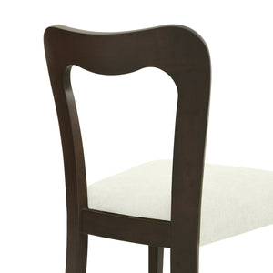 Dining Chair Without Arm Set of 2 (Dark Brown + Beige)