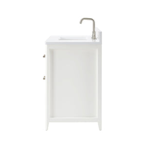 36 Inch Solid Wood Pre-Assembly Bathroom Vanity with US Power - White