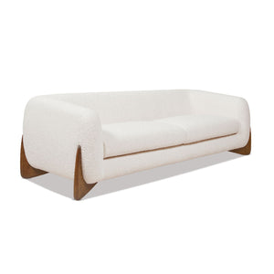 Alpine Luxurious Upholstery Sherpa Sofa with Removable Cushions - Available in White, Black, or Dark Green