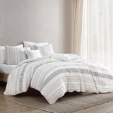 Sutton 6 Piece Ivory Textured Jacquard Comforter Ensemble