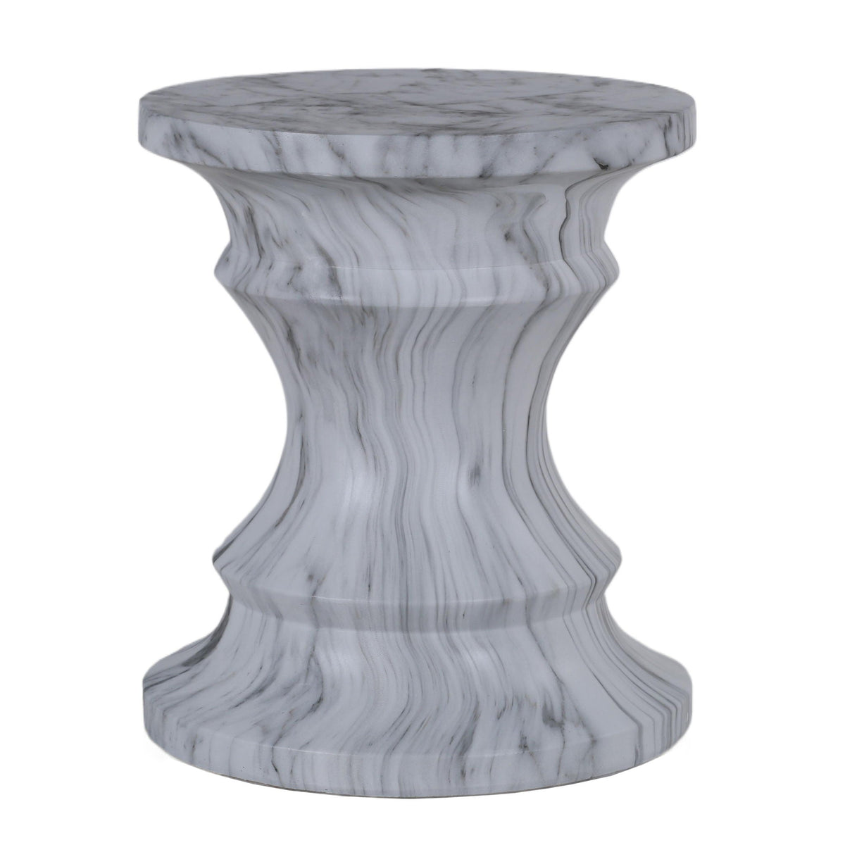 Geometric Round Outdoor End Table - Marble