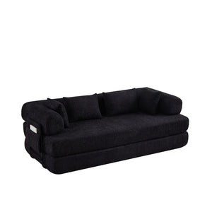 Convertible Sleeper Sofa Bed With Cylindrical Pillow