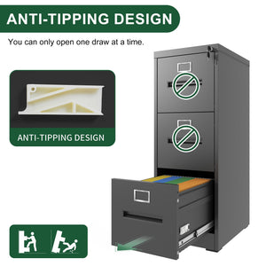 Premium Drawer File Cabinet With Lock, Metal Vertical Design, A4 Legal / Letter Size