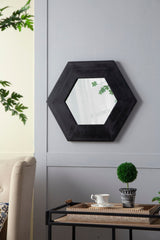 Hexagon Mirror With Natural Wood Frame