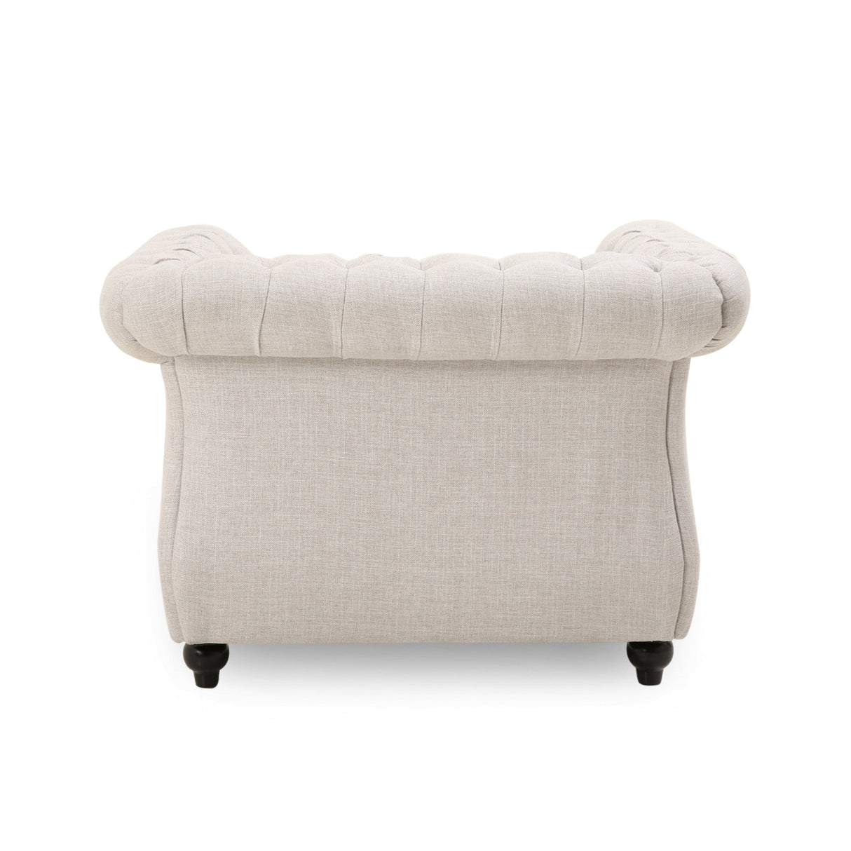 Chesterfield Club Chair Velvet Fabric Beige with Birch Wood Legs