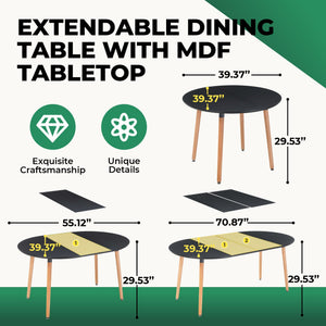 Extensible Dining and Office Table with Wood Legs