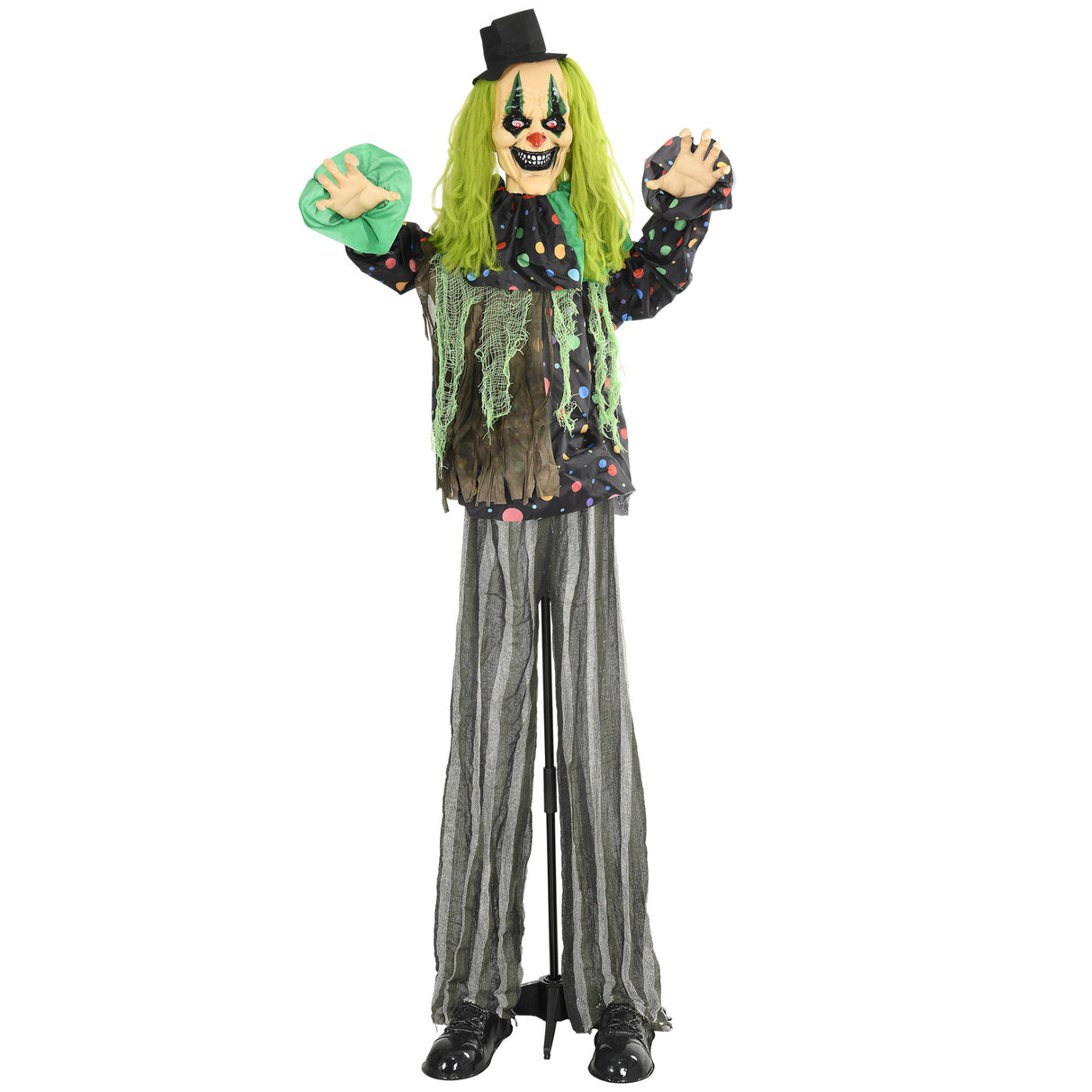 6.1' Life-Size Animatronic Circus Clown with Motion, Lights & Sound