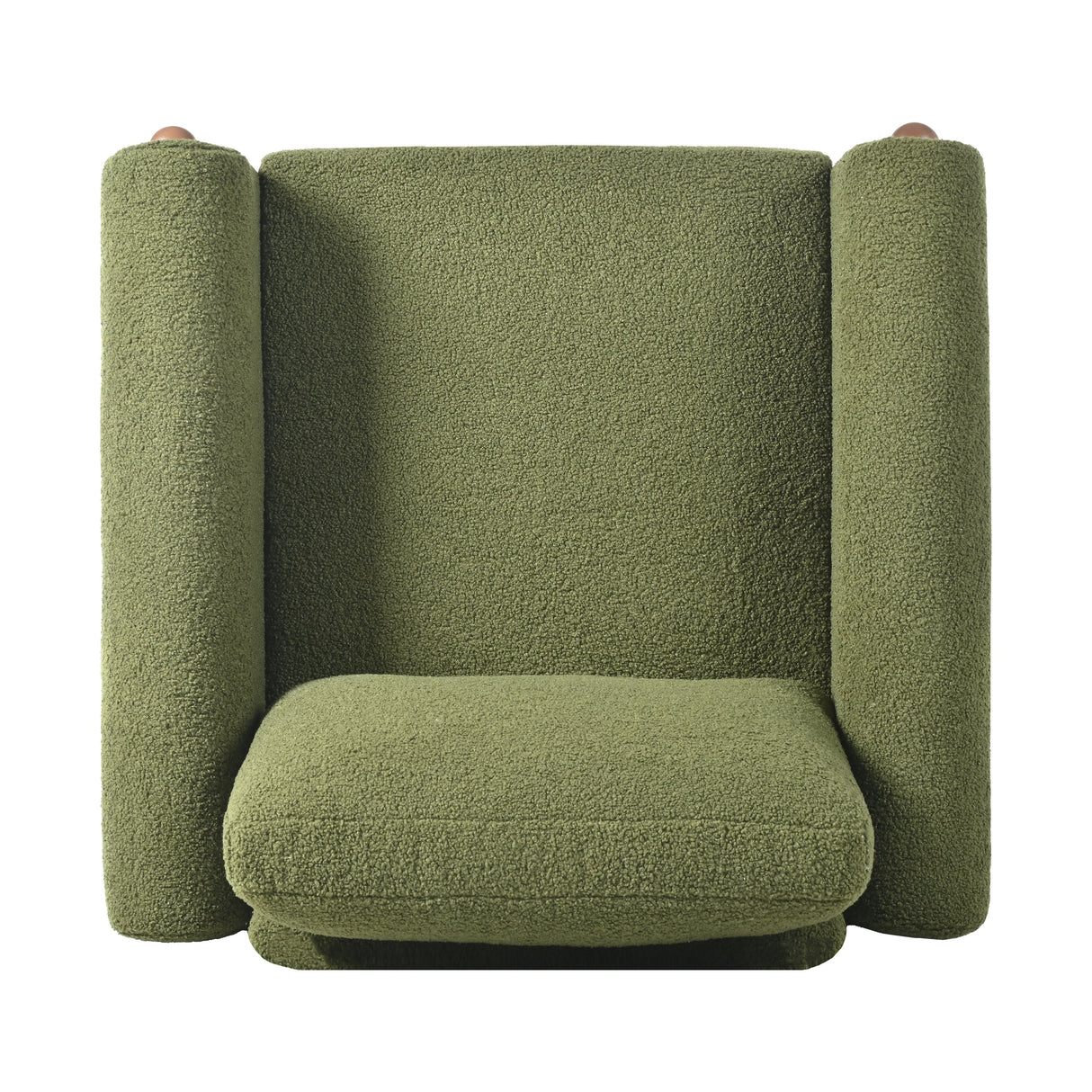 Upholstered Accent Chair with Walnut Legs and Curved Armrest