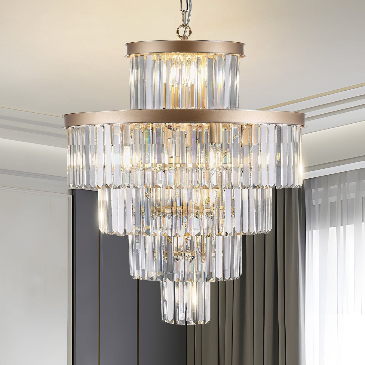 Golden Luxury Crystal Chandelier 23.6 Inch