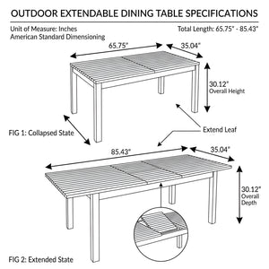 Extendable Acacia Wood Outdoor Dining Table