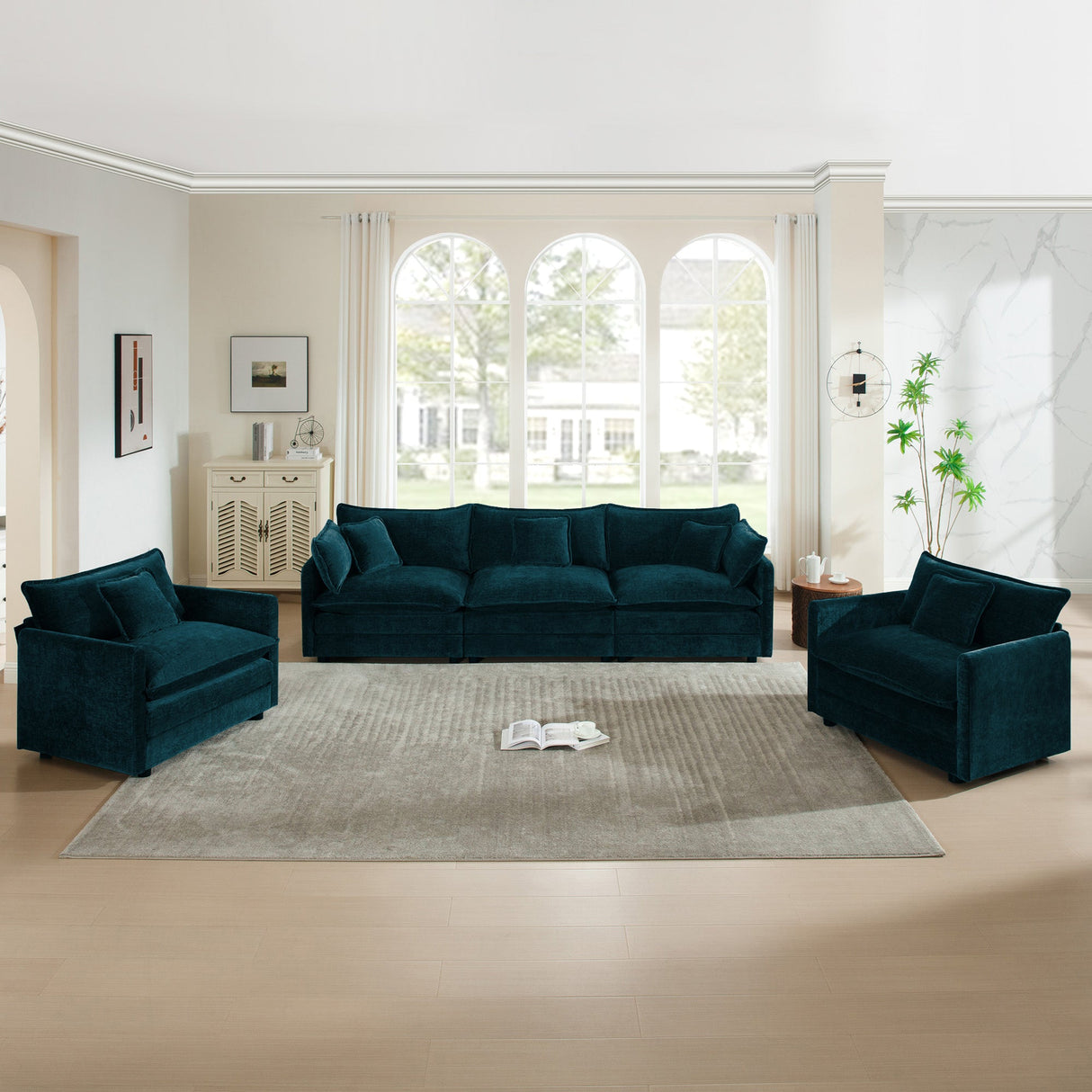 3-Piece Modern Sofa Set with Accent Chairs