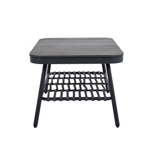 4 Piece Outdoor Patio Furniture Set, Metal Chairs With Woven Rope U Shaped Backrest