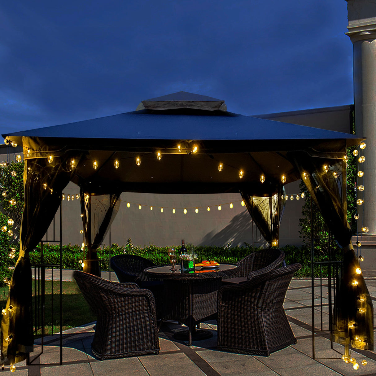 Gazebo tent with double roof & mosquito net