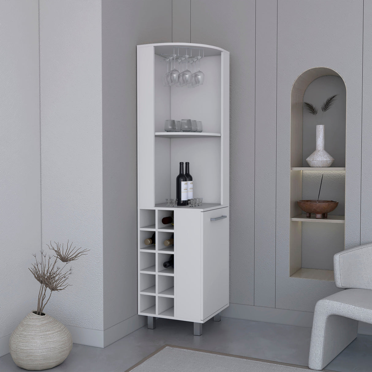 Kaia 70" Tall Corner Bar Cabinet