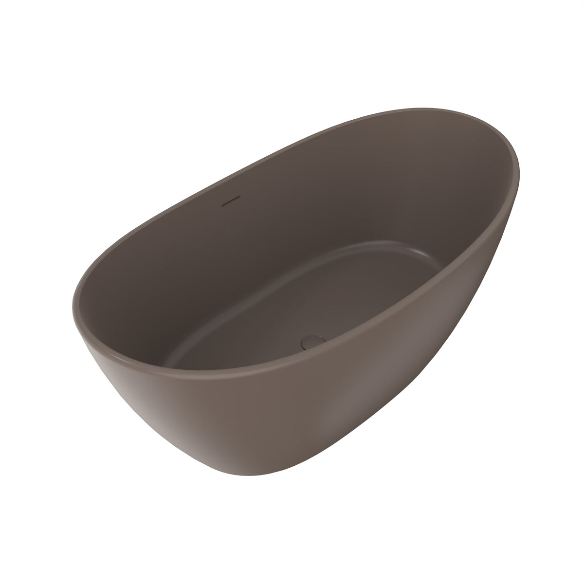 61 Inch Freestanding Solid Surface Soaking Bathtub with Matte Finish - Cream