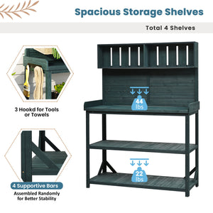 TOPMAX 65' Large Wooden Farmhouse Rustic Outdoor Potting Bench Table