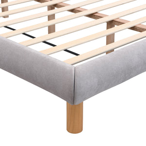 Upholstered Platform Bed Frame With Cookie Shaped Headboard
