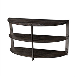 Kalne Console Table Half Moon Shape with 2 Open Shelves