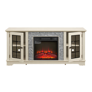 58" Modern TV Stand with Electric Fireplace and Storage
