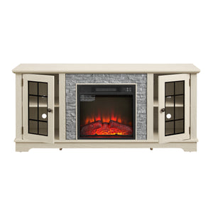 58" Modern TV Stand with Electric Fireplace and Storage