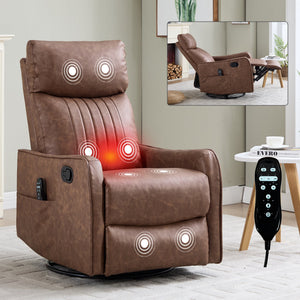 Brown Heat Massage Manual Recliner Chair