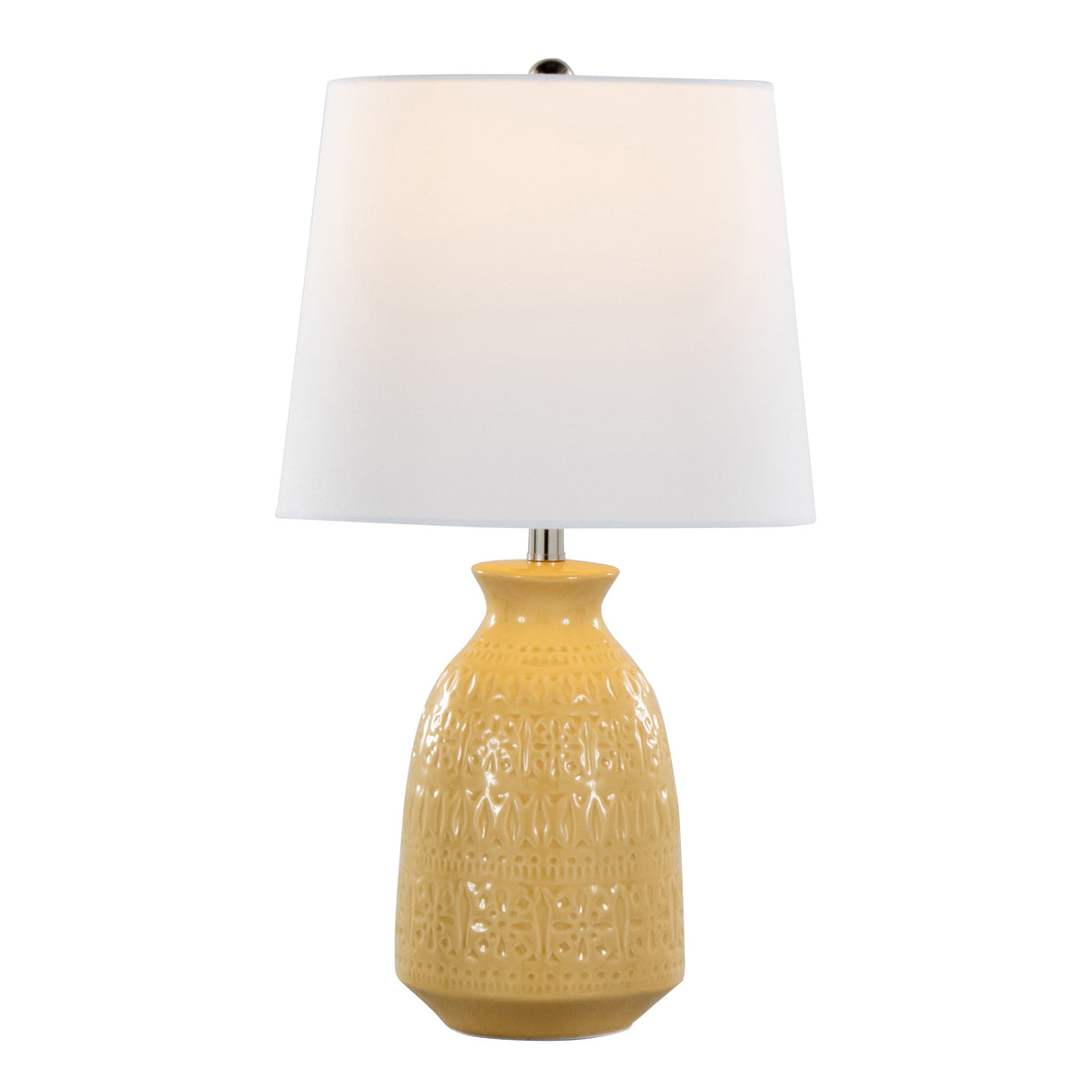 Balconee 20" Ceramic Table Lamp with Vase Shaped Base and Textured Pattern, Set of 2