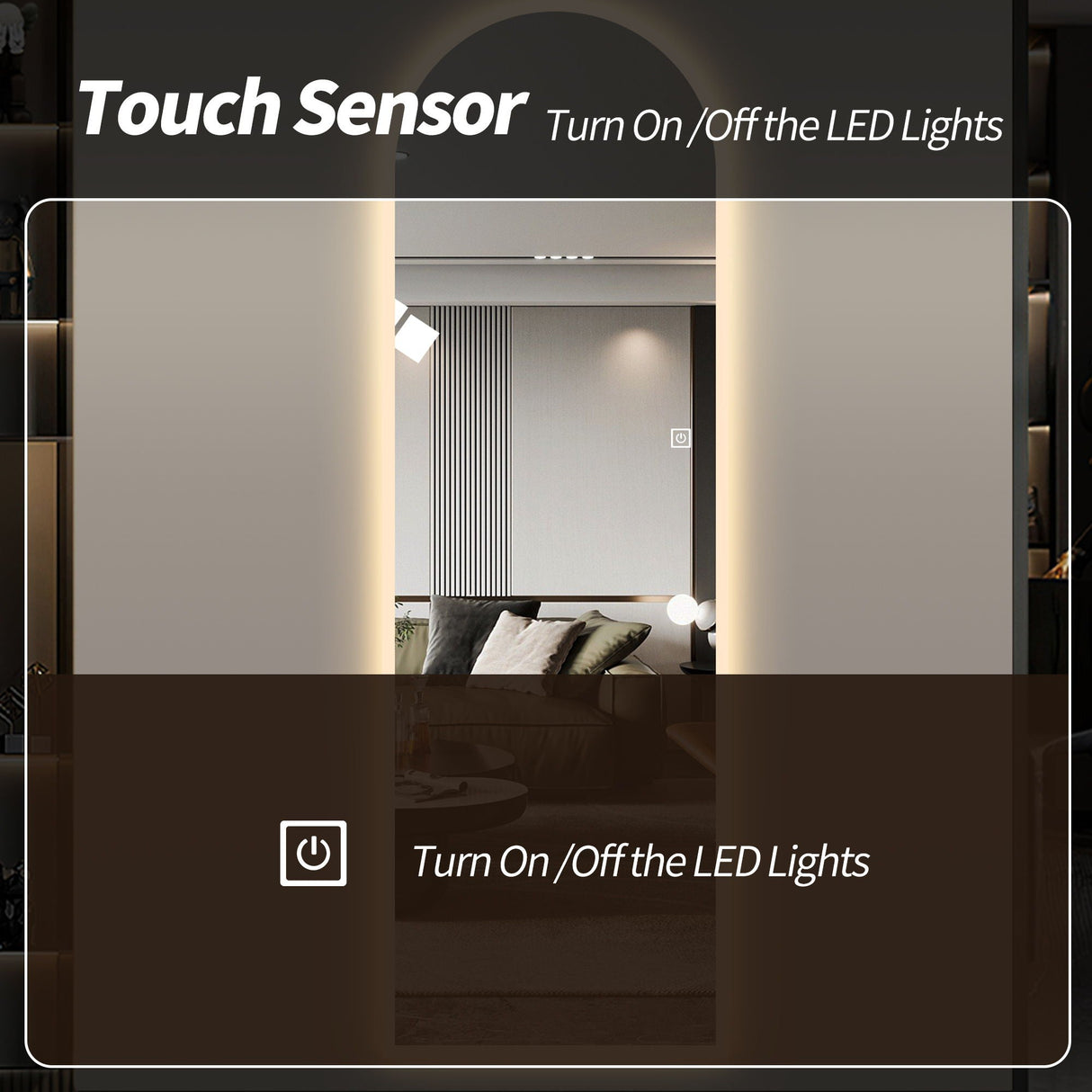 LED Full Length Wall Mirror With Symmetrical Arch Design, Dimmable 3 Color Temperature Lighting - Silver