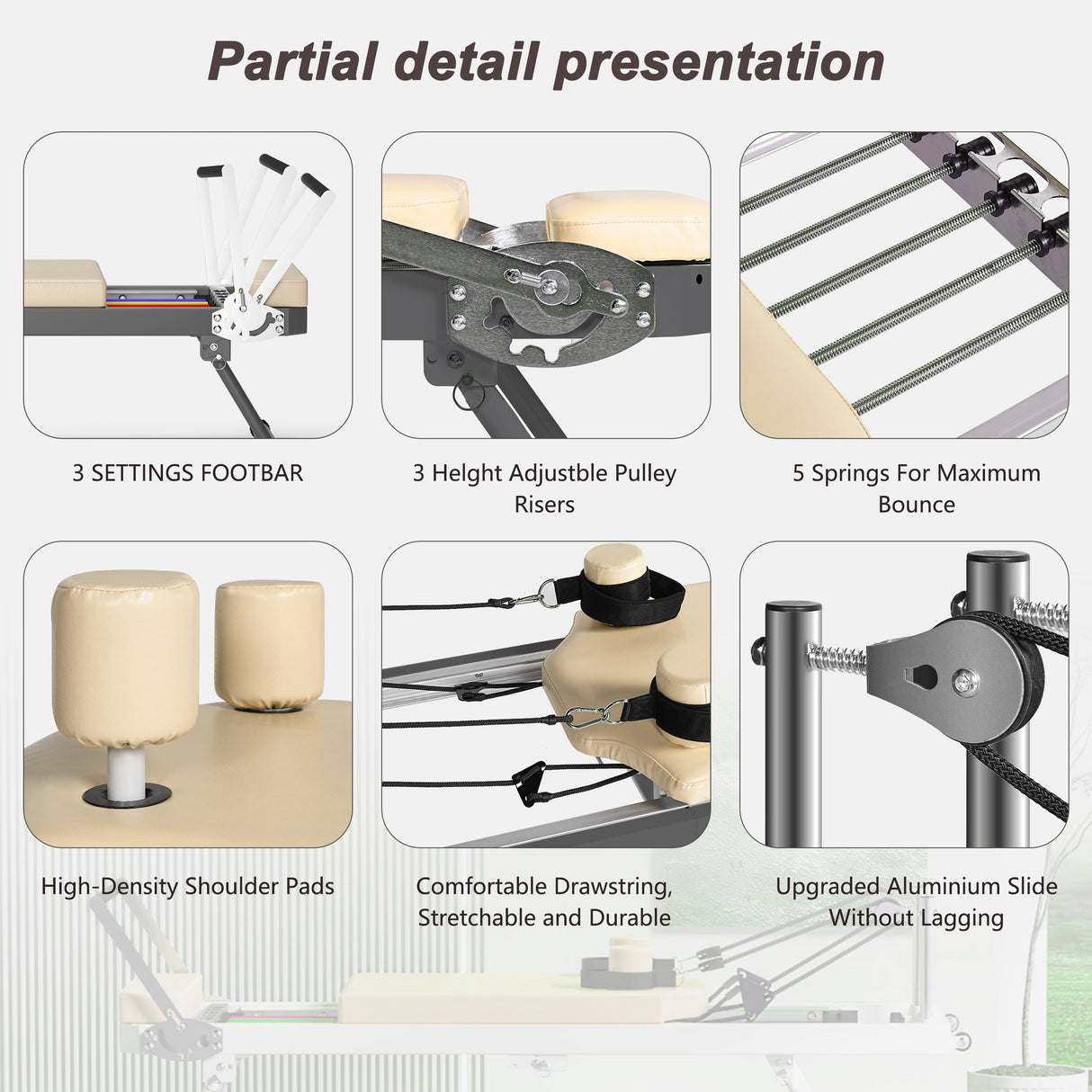 Foldable Pilates Reformer Machine for Home Gym