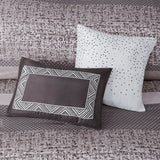 7 Piece Jacquard Comforter Set Grey/Taupe King