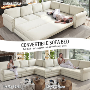 118" L-Shaped Convertible Sofa Bed