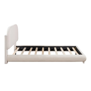 Upholstered Platform Bed With Thick Solid Frame And Stylish Curve-Shaped Design