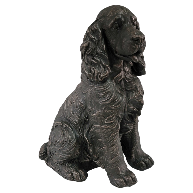 20" Bronze Finish Realistic Sitting Cocker Spaniel Dog Statue