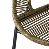 Ferrara Outdoor Patio Green Faux Wicker Barstool Set with Ergonomic Design and Durable PE Material