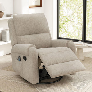 Manual Recliner Massage Chair with Swivel Rocker and 8 Massage Modes